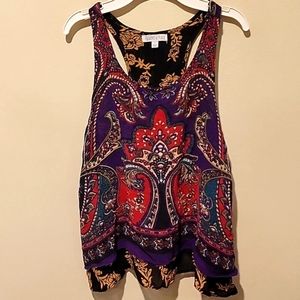 ❤️ PATRONS OF PEACE OPEN SPLIT BACK BOHO TANK TOP, SMALL